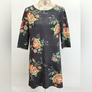 DOR DOR COUTURE Dark gray with floral print Mini shift Dress size S